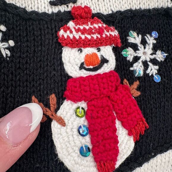 Vintage White Stag Christmas Snowman Snowflake Ugly Sweater Vest Cotton Size S - Picture 2 of 9